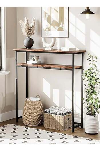 AGD Entrance table, two layers of wood, for side sofa; for office and living room, metal side table,