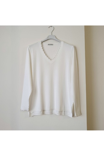 Butik Şans Thin Guipure Detailed V-Neck Knitwear Blouse