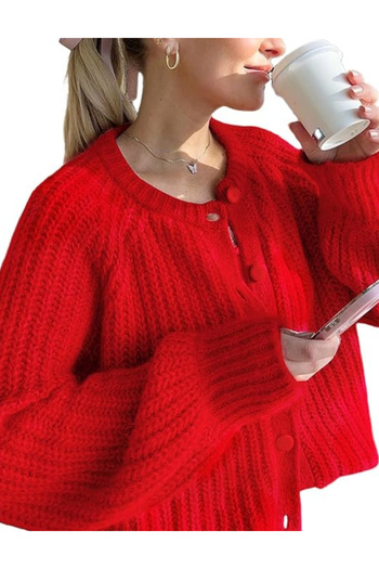 SHEIN button-up sweater, red