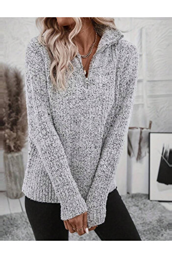 SHEIN zip-up sweater, gray