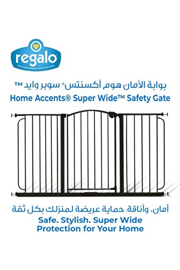 regalo Extra Wide Safety Gate for Baby or Pet | Adjustable Metal Frame Fits 29 to 58 Inches Openings