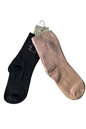 ww waka waka kids store Unisex Children's Colorful Teddy Bear Patterned 2-Piece Socks Set – Comfortable and Stylish for Everyday Use