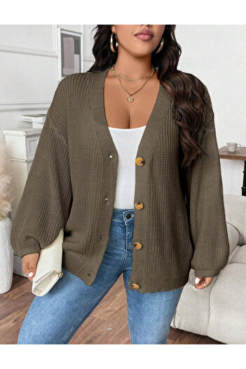 SHEIN Curve+ cardigan, brown
