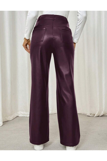 SHEIN faux leather trousers, cherry red