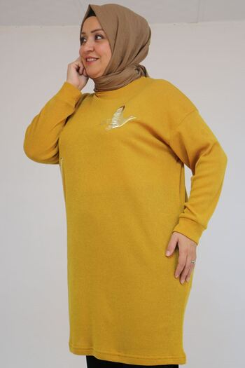 Eslina 58143 Plus Size Mir Tunic with Low Sleeves and Accessory Detail - Mustard