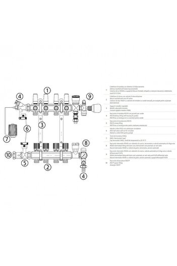 GIACOMINI Pre-assembled distributor set with R557FY012 flow meters, 12 circuits, covered 180 sq m