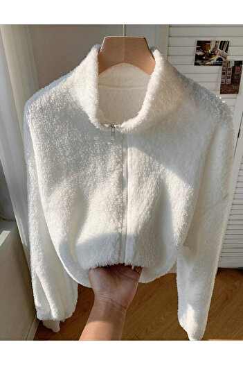 SHEIN zip-up sweater, white