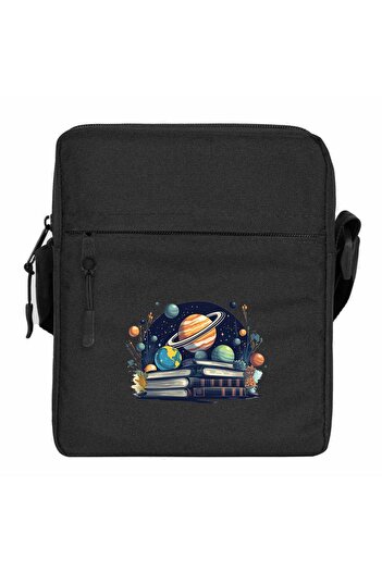 CrowsGate Book Planets Shoulder Bag Black Color
