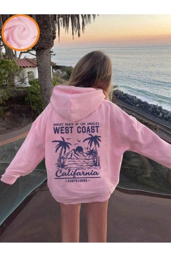 AFROGİYİM Unisex Weatcoast Printed Hooded Sweatshirt with 2 Threads
