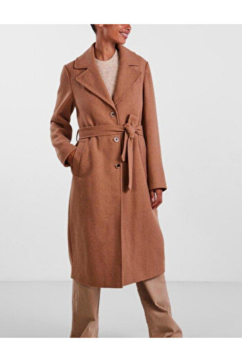 PIECES coat, brown