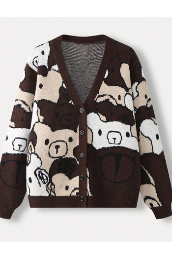SHEIN Curve+ button-up sweater, mix colors