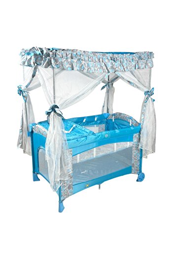 ALBADER 2-in-1 Baby Crib and Playpen with Large Umbrella-Style Canopy, Mosquito Net, Convertible Toddler Bed