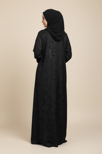 Muchmy Arabic Abaya Women's abaya Black Abaya for Girl's Full Button Closure with Scarp
