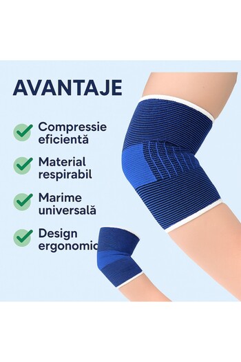 GermaNova Elastic Elbow Bandage, Breathable Compression Support, Universal Size, Unisex, Blue