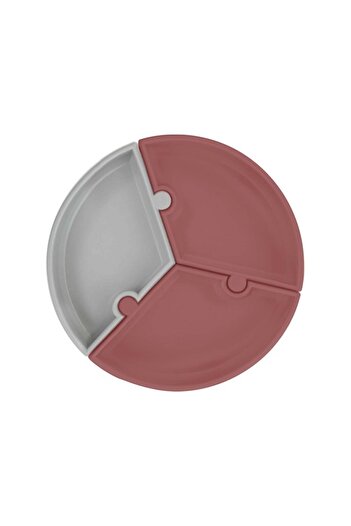 OiOi Puzzle Vacuum-Based Silicone Plate Velvet Rose Powder Gray