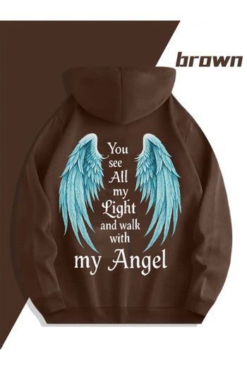 macklin Dear Couple Combination Angel and Demon Wing Printed Special Design Hooded Sweatshirt 2-Piece Set