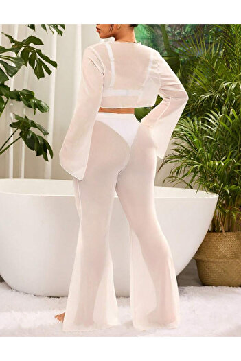 SHEIN Curve+ beach set, white