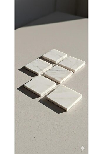Axuu Collection High Quality Real Marble Coasters Set of 6 Quartz Marble Coasters (6 Pcs)
