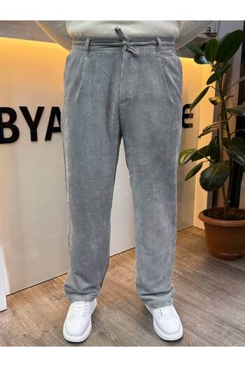 BYATA MENS STYLE Men's Baggy Velvet Trousers
