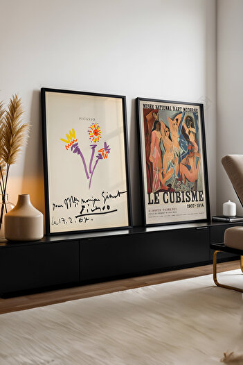 Basquiart Picasso 2'li Siyah Çerçeveli Poster, Sanatsal Tablo Seti No:12