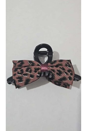 cityvision Silvery Leopard Patterned Burgundy Color Bow Tie Buckle 11 cm