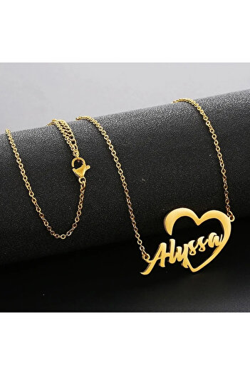 Black Season Your name necklace inside a heart | Gold or silver plated | Black Season