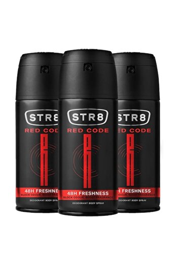 str8 Set 3 x Deodorant Spray, STR8, Red Code, 150 ml