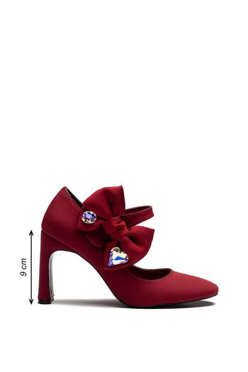 Dedos Special Design Bow and Gemstone Women's Nubuck Evening Dress Shoes 3125