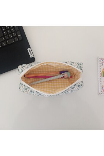 MB Flower Patterned Aqua Green Pen Holder-Single Compartment