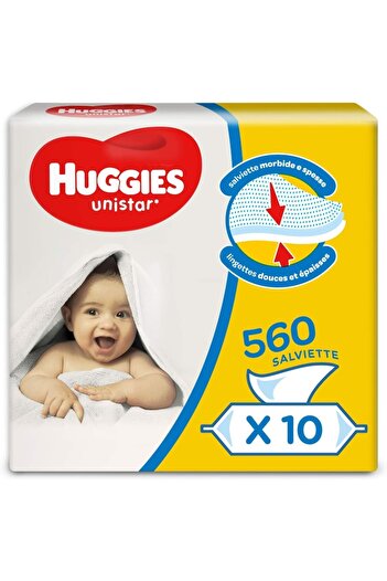 Huggies Unistar Wet Wipes, 99% Water, 0% Alcohol, 10 Packs x 56, 560 Pieces