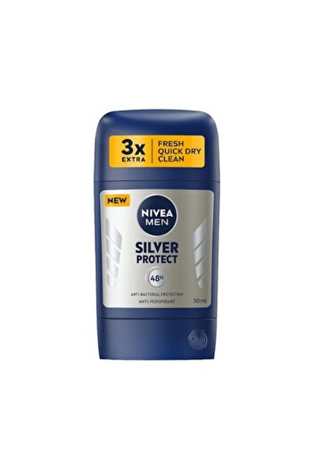 NIVEA Set 3 x Deodorant Stick pentru Barbati, Silver Protect, 50 ml