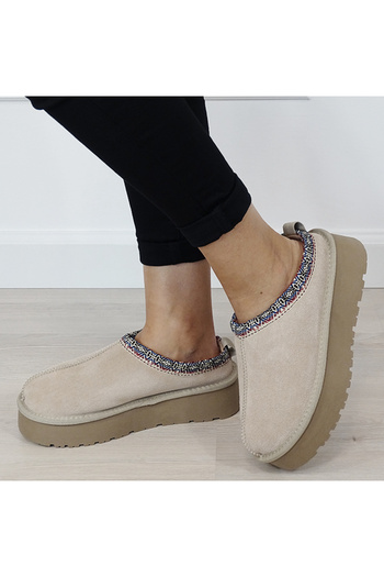 SOFILINE Beige slippers with traditional pattern W5886 116