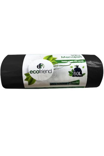 Ecofriend Trash Bags 60L 15 pcs/roll, black