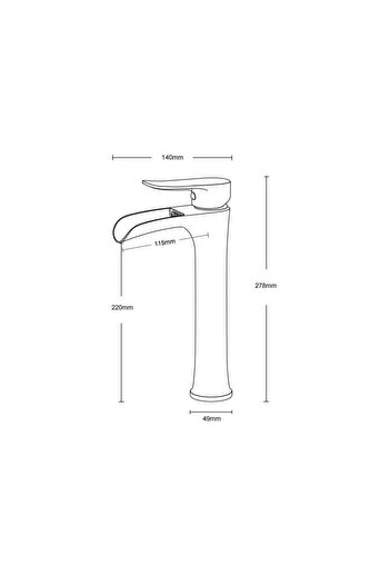 Fause High Bowl Sink Faucet Waterfall Black Ksl112-B