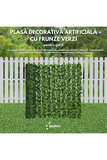 SDEPOT Set trei role din frunze artificiale pentru gard viu