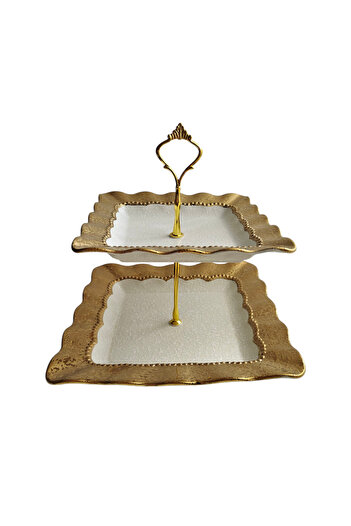 OEM Elegant ceramic shelf with gold plates
