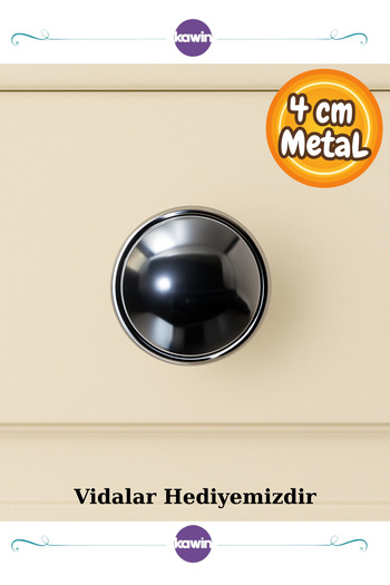 Kawin Luxury Black Matte Metal 40mm (4cm) Mushroom Knob Kitchen Screw-In Drawer Ufo Wardrobe Handle Cabinet Handle
