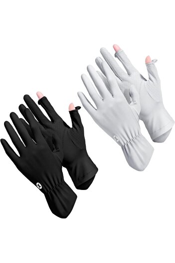 Hope 2 Packs Women UV Sun Protection Gloves Full Finger Touchscreen Non Slip Gloves Breathable Su