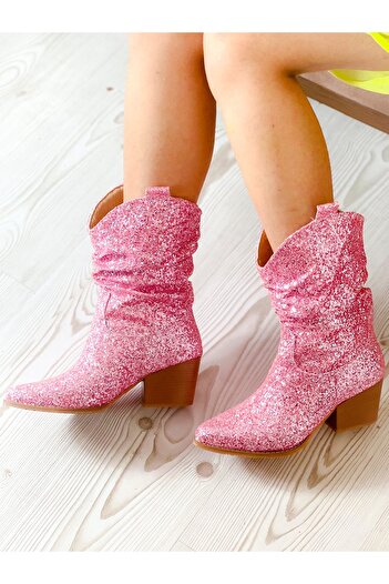 BERFONA Tokyo Pink Stone 6 cm Heel Dallas Boots Bottie