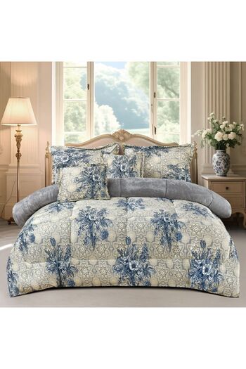 SNOOZYL Winter double bedspread made of soft velvet and fur with a floral design to provide you with warmth and comfort