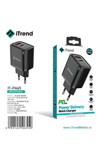 itrend Adaptor incarcare telefon PA 65 25W 3.0 QC PD USB