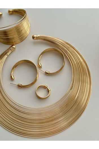 YOUES JEWELRY 316l Çelik Kalın TEL KELEPÇE, KOLYE, KÜPE VE YÜZÜK Kombin Seti