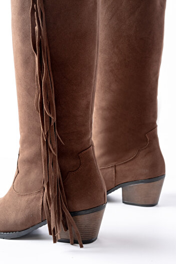 SEEM & BE Matilda Tassel Detailed Western Women's Cowboy Brown Pull-On Boots