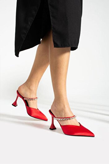 Bayramoğlu Satin Stone Thin Heeled Shoes (9cm)