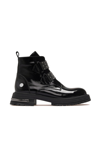 Mammamia Γυναικείες μπότες από γνήσιο δέρμα Casual Boots 25k D25kb-8175 Z Μαύρο λουστρίνι