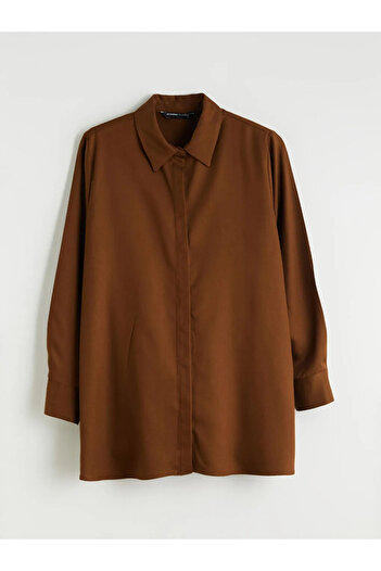 LC Waikiki Lcwaikiki Classic Brown Modal Blend Women's Shirt Tunic
