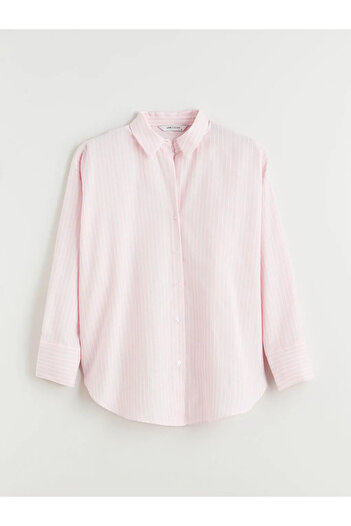 LC Waikiki Lcw vision pink striped Oversized women's shirt