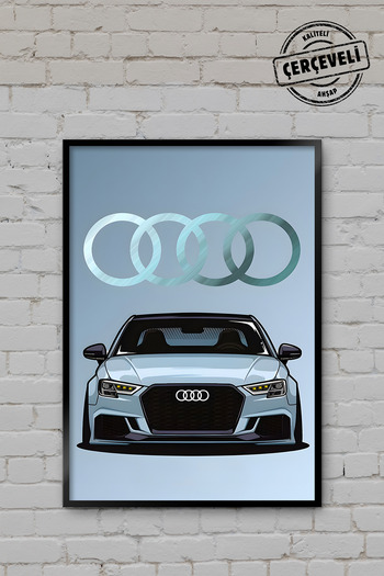 TABLOX Audi Rs3 A3 Car Black Quality Real Wood Framed Decorative Painting