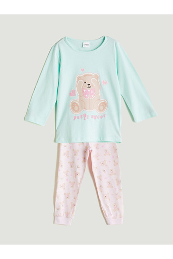 LC Waikiki Lcw Girls' Crew Neck Printed Pajama Set
