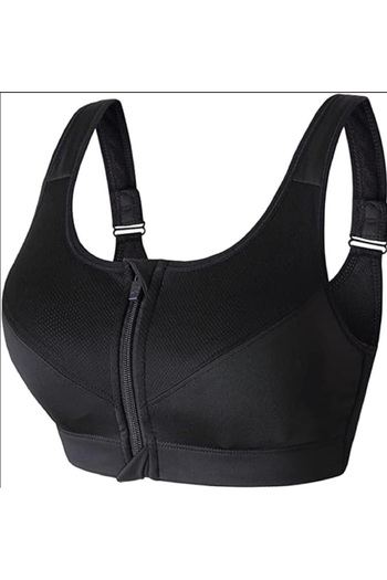 Hope Women's High Support Padded Front Zip Racerback Sports Bra with Adjustable Strap, Size S to